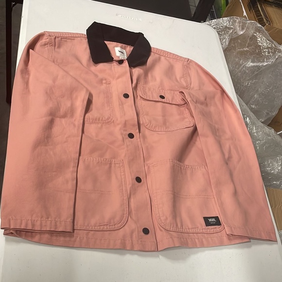 VANS Women's Size VN0A47Y3ZLS Drill Chore Jacket Rose Dawn Cotton Pink Black - Picture 7 of 9